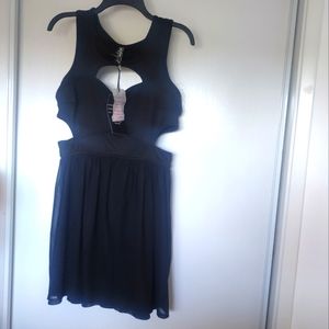 FCNY Black Cutout Mini Cocktail Club Dress size L NWT